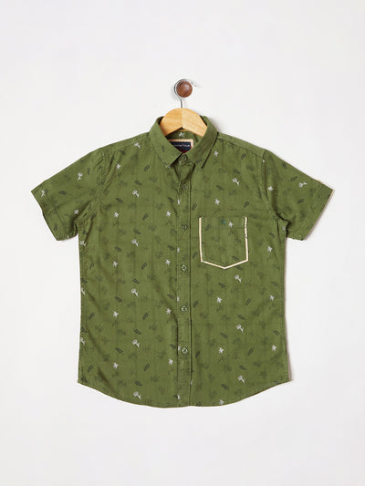 Olive Floral Shirt - Boys Shirts