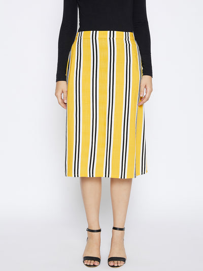 Yellow Striped Comfort Fit Skirt - Women Skirts