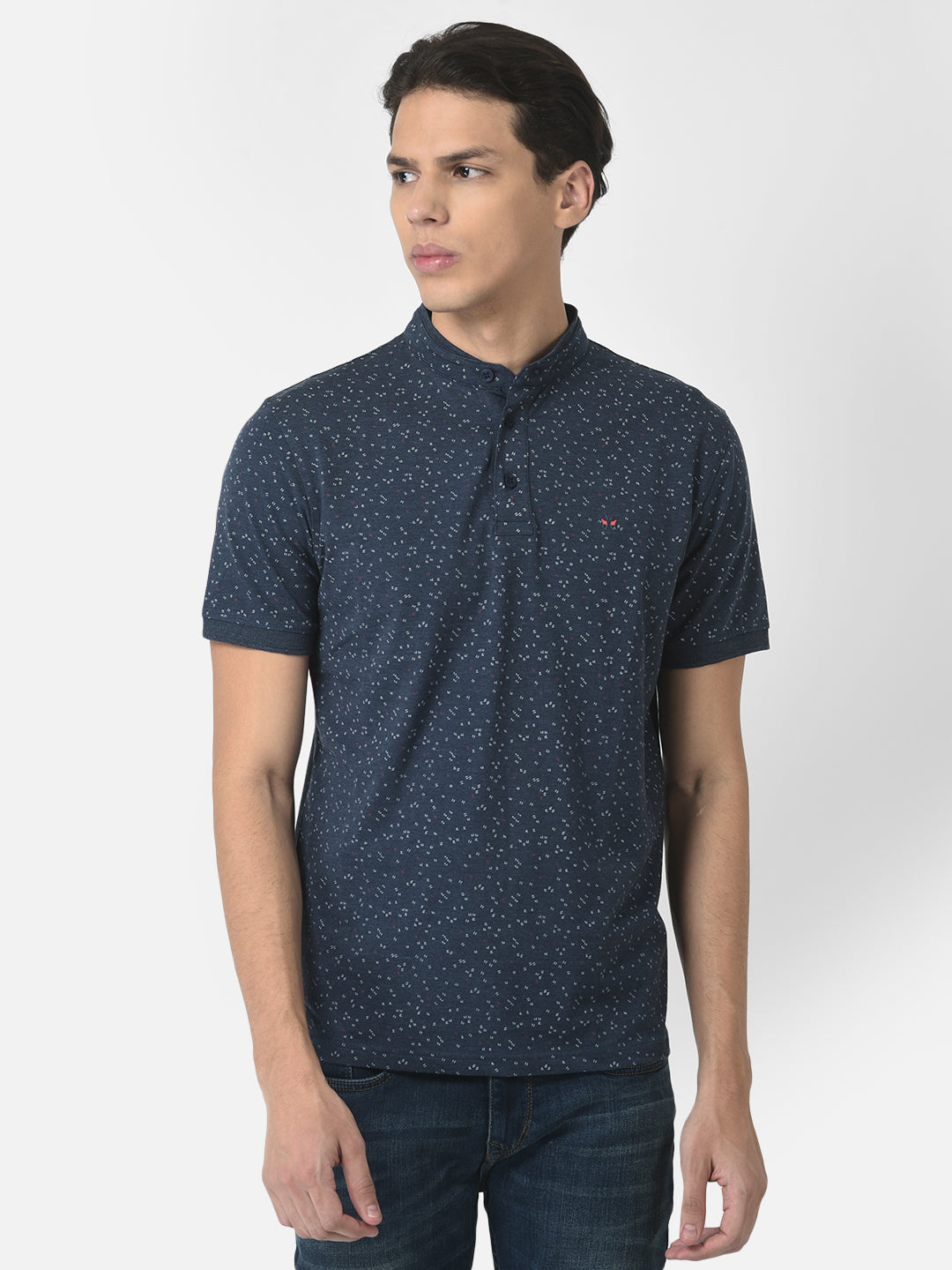 Navy Blue T-Shirt with Abstract Print 