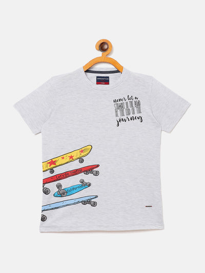 Grey Printed Round Neck T-Shirt - Boys T-Shirts