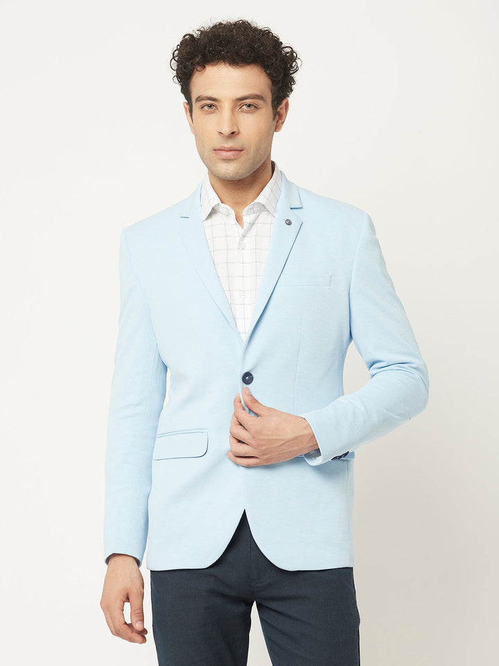  Light Blue Blazer in Textured Print 