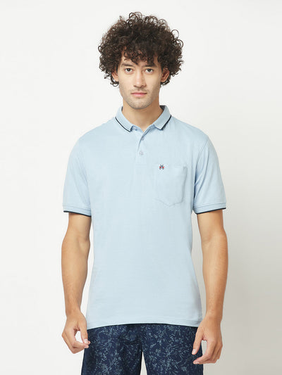  Plain Light Sky Blue Polo T-Shirt