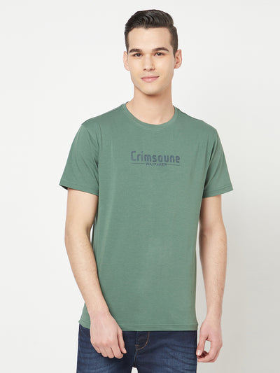 Green Printed Round Neck T-Shirt - Men T-Shirts