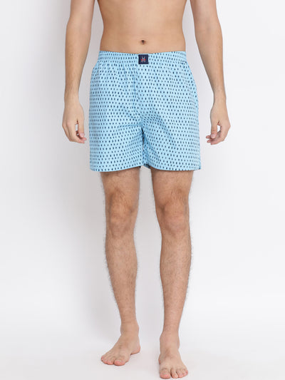 Blue Printed Boxer - Men Boxers