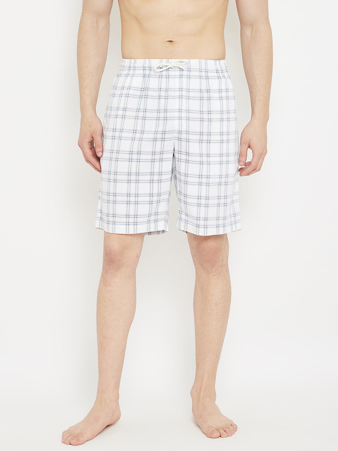 White Checked Lounge Shorts - Men Lounge Shorts