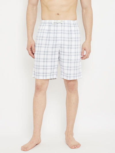 White Checked Lounge Shorts - Men Lounge Shorts