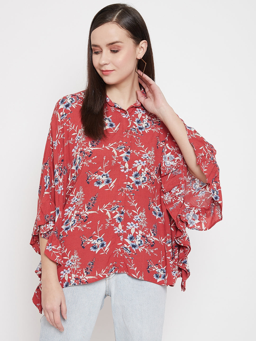 Red Poncho Party Top - Women Tops