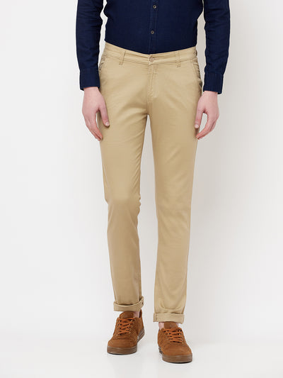 Beige Casual Trousers - Men Trousers