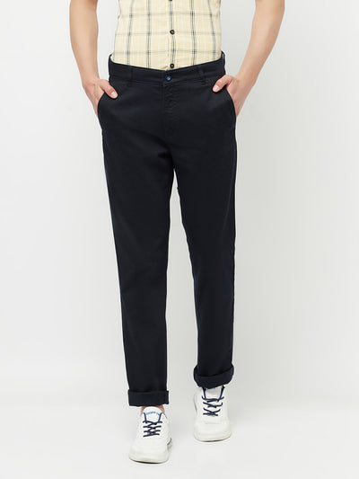 Navy Blue Casual Trousers - Men Trousers