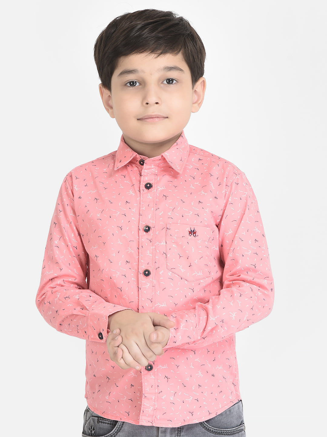  Pink Shirt in Floral Print 