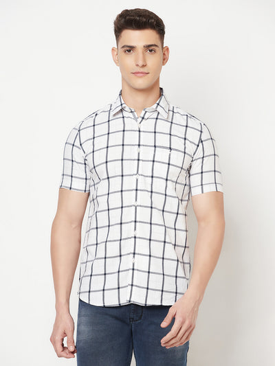 White Graph Checked Shirt - Men Shirts