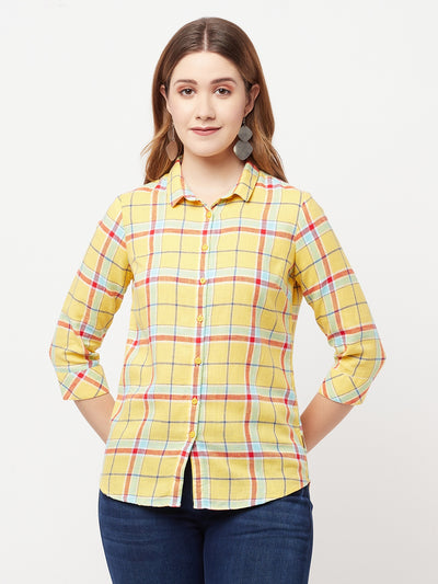 Yellow Checked Shirt - Women Shirts