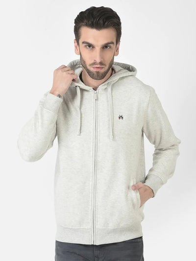  Grey Melange Zipped Sweatshirt 