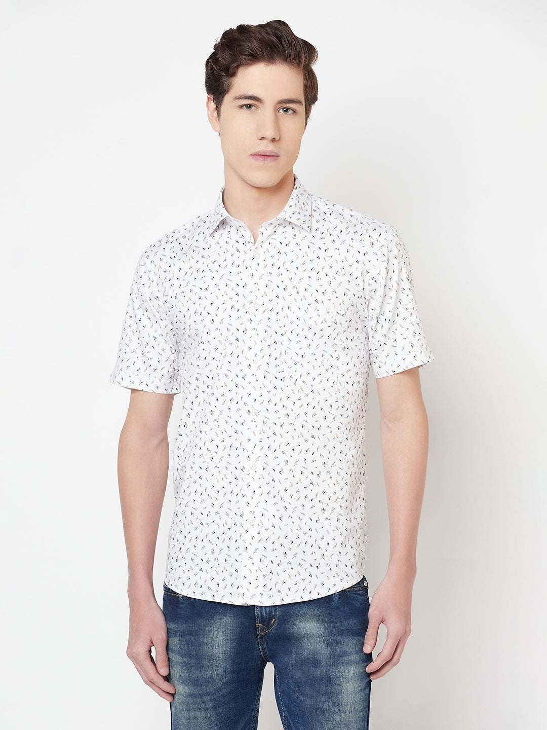 White Floral Shirt - Men Shirts