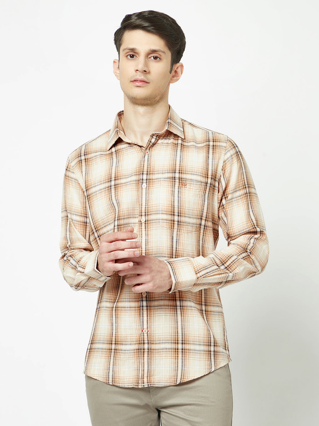  Brown-Toned Checkered Shirt