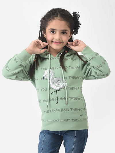  Green Sweatshirt with Graphic Detailing 