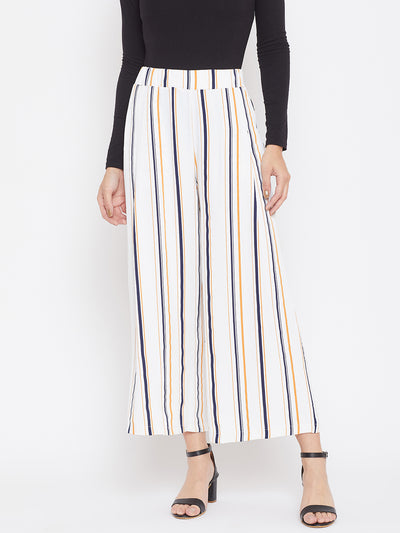 Striped Flared Parallel Trousers - Women Trousers