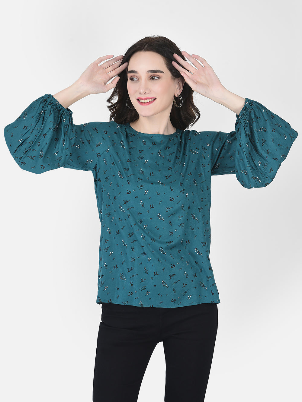 Teal Floral Top - Women Tops