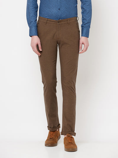 Brown Printed Trousers - Men Trousers