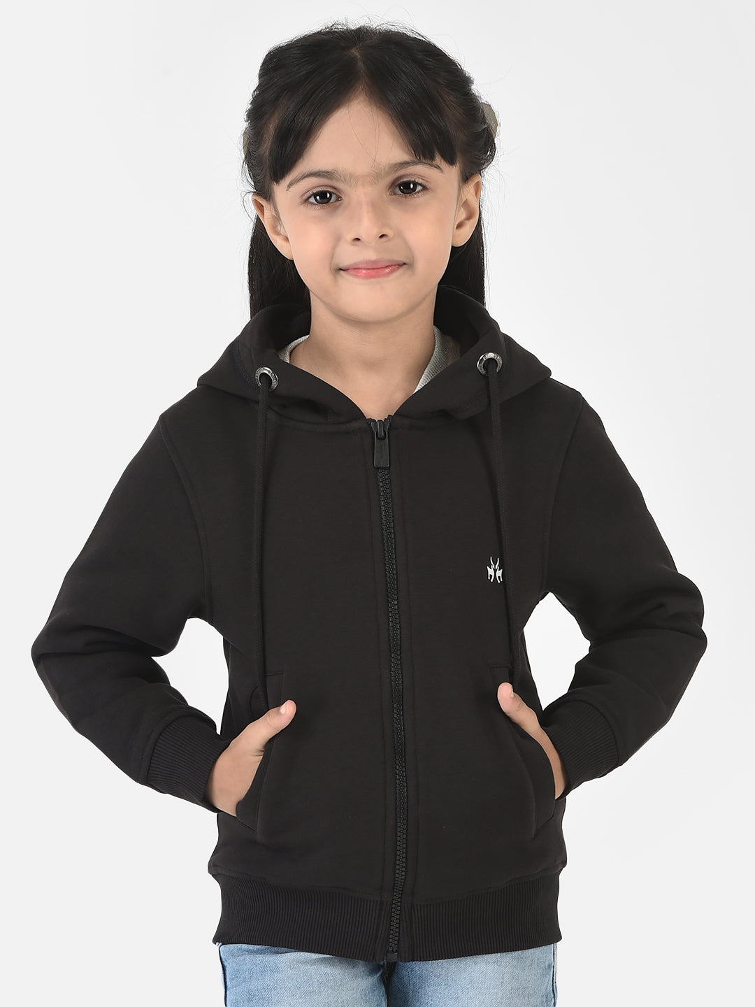 Black Sweatshirt with Zip Enclosure 