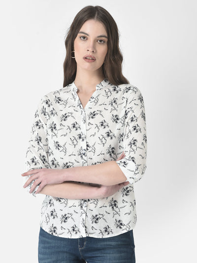  Off-White High-Low Floral Shirt