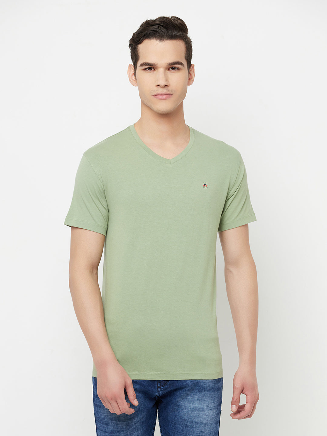 Olive V-Neck T-Shirt - Men T-Shirts