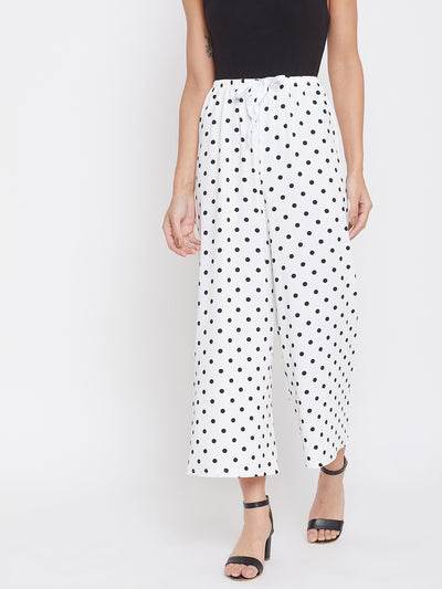 White Printed Trousers - Women Trousers