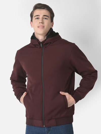  Maroon Removable-Hood Jacket