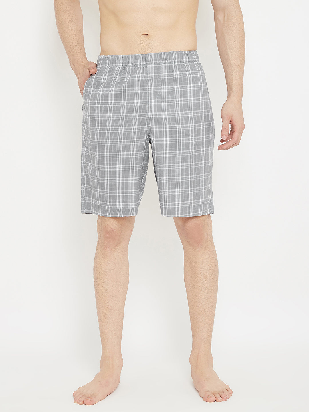 Grey Checked Lounge Shorts - Men Lounge Shorts