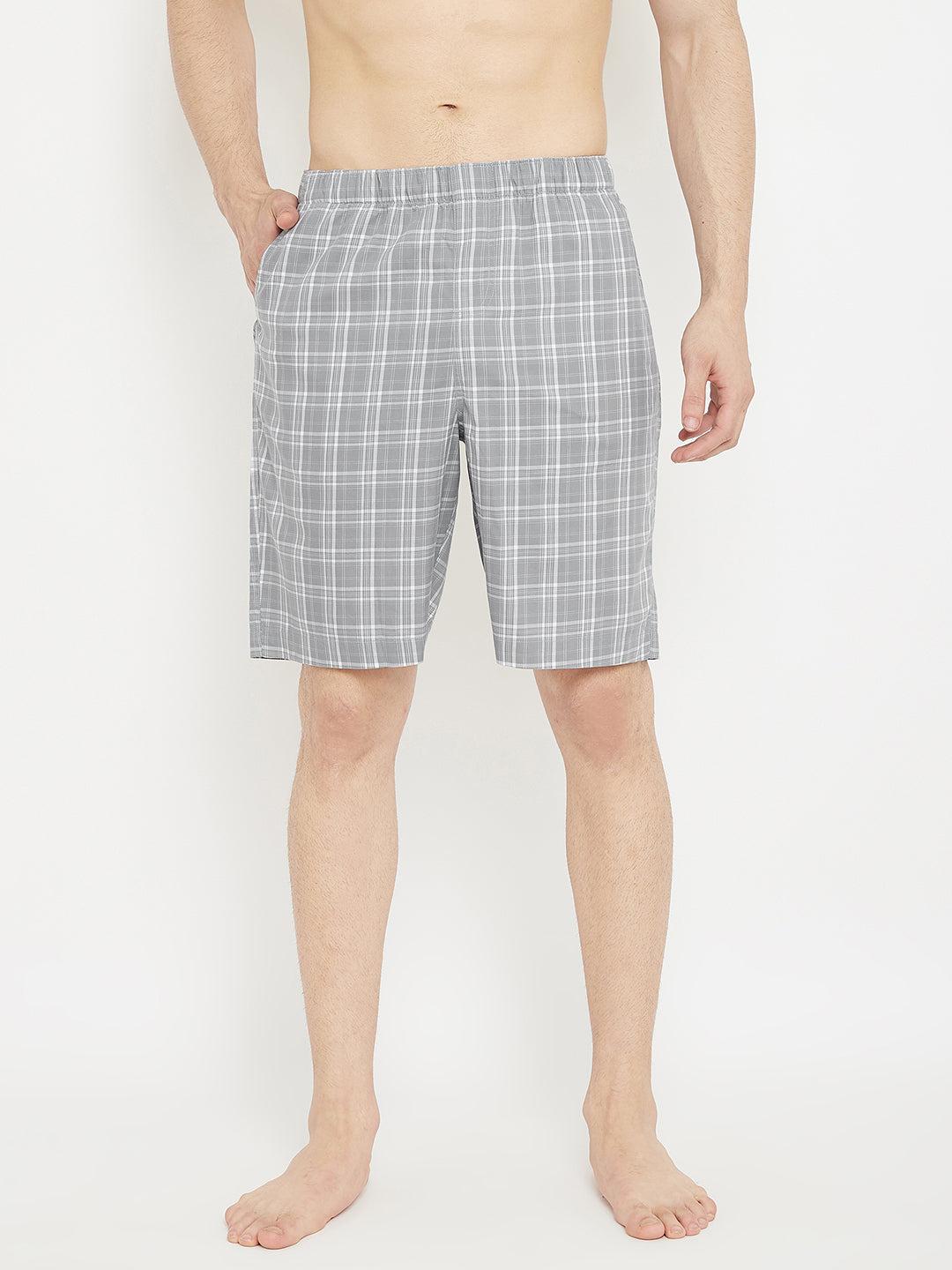Grey Checked Lounge Shorts - Men Lounge Shorts
