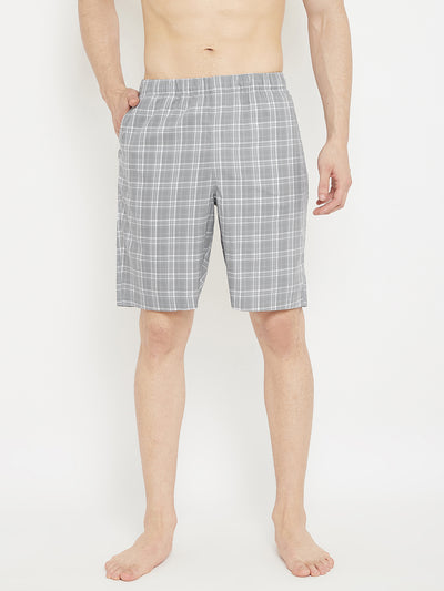 Grey Checked Lounge Shorts - Men Lounge Shorts
