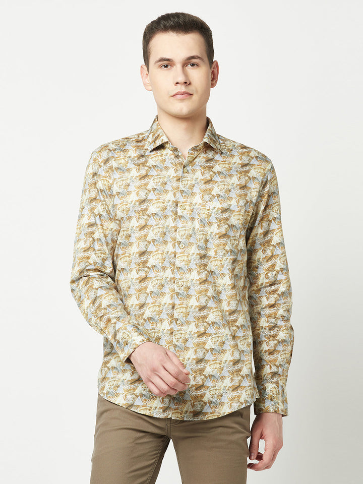  Beige Abstract Print Shirt