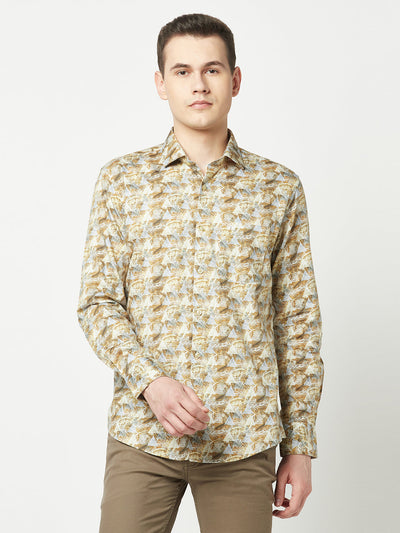  Beige Abstract Print Shirt