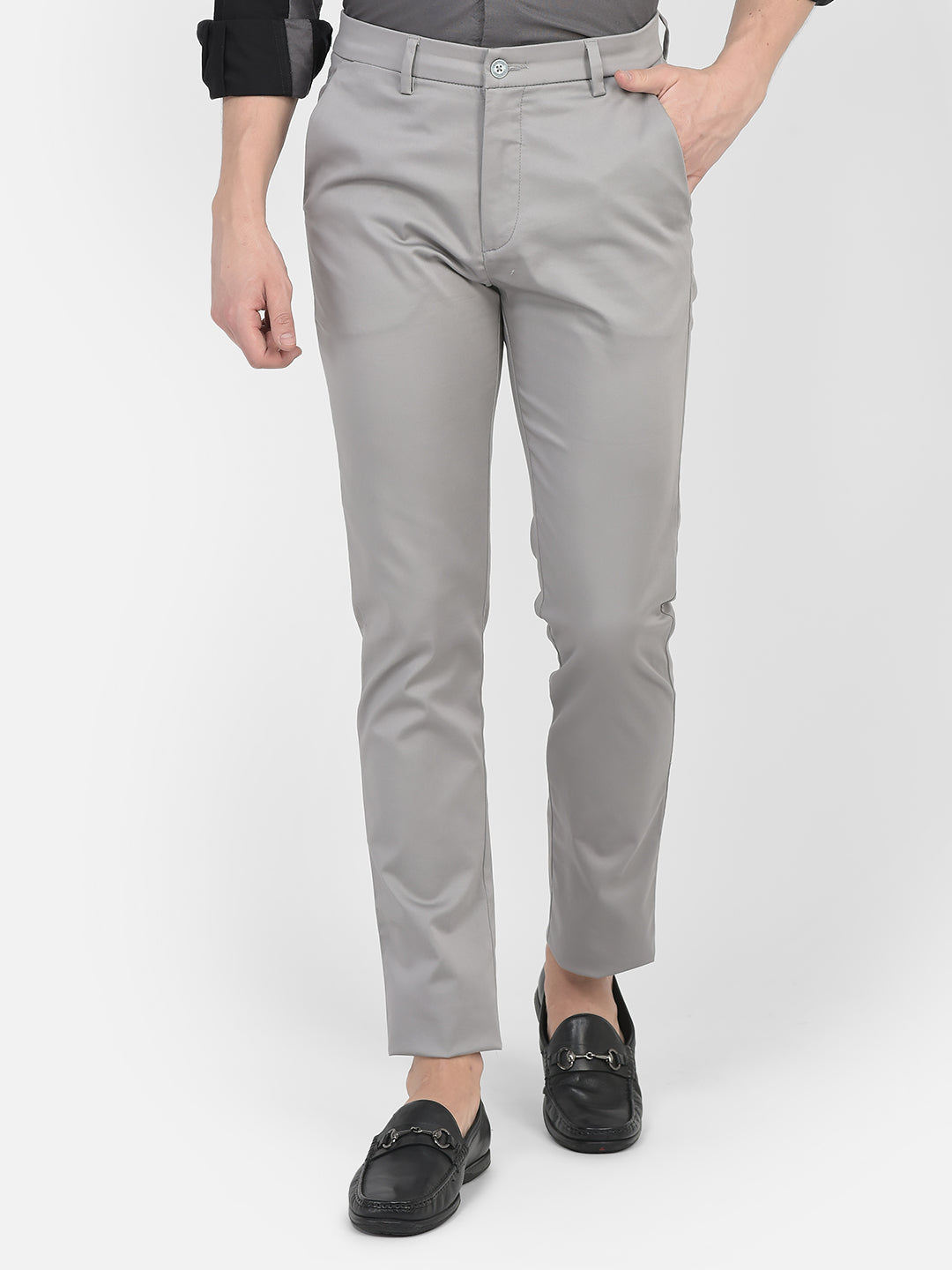   Grey Regular Rise Trousers