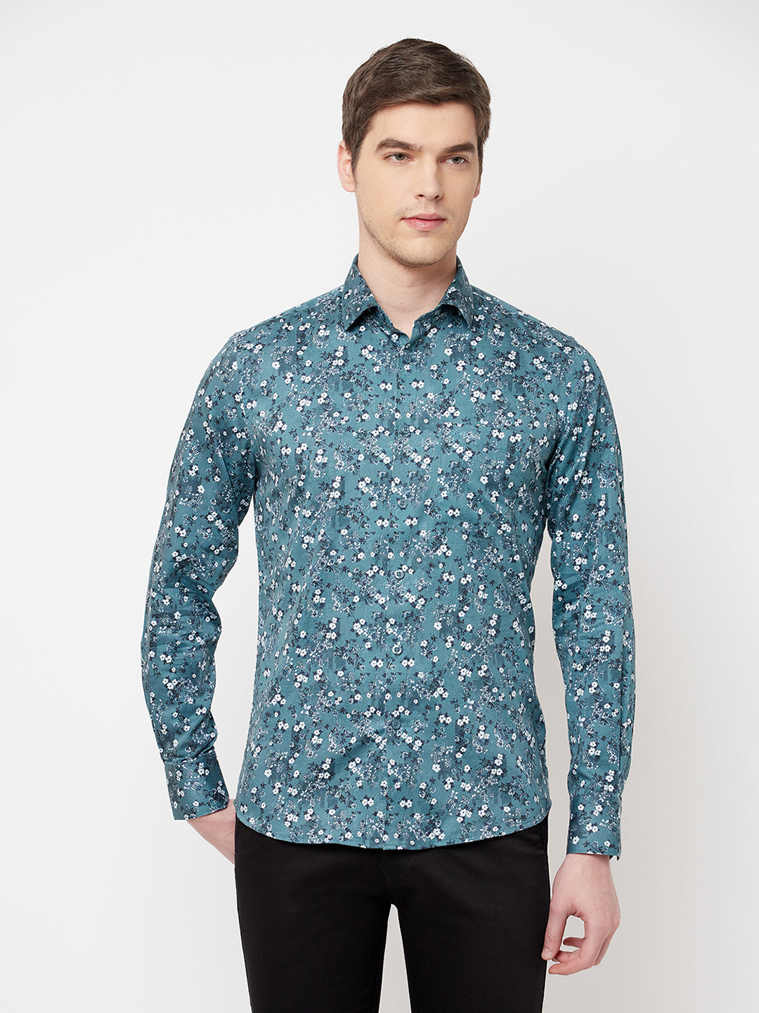 Sea Green Floral Shirt - Men Shirts