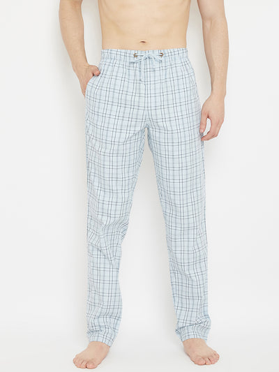 Blue Checked Straight Lounge Pants - Men Lounge Pants