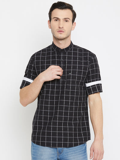 Black Checked Kurta - Men Kurtas