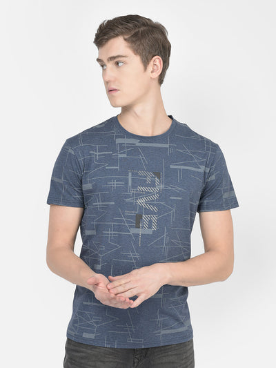  Blue Melange Graphic T-Shirt