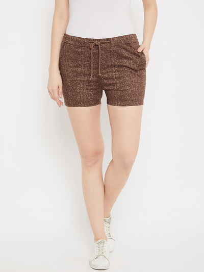 Brown Printed Shorts - Women Shorts