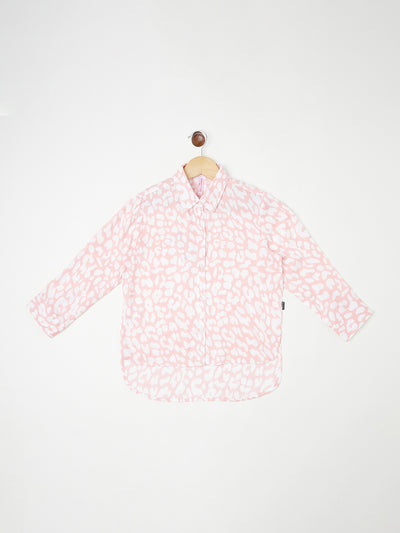 Pink Printed Casual Shirt - Girls Shirts