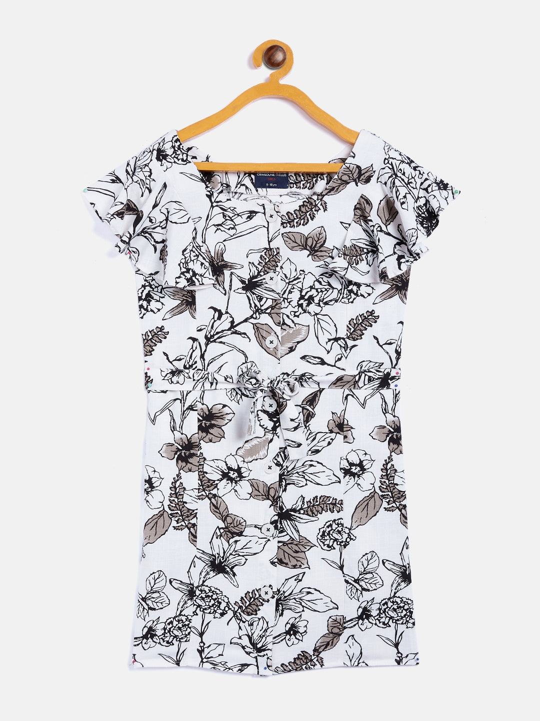 Black Printed Square Neck Dress - Girls Dress