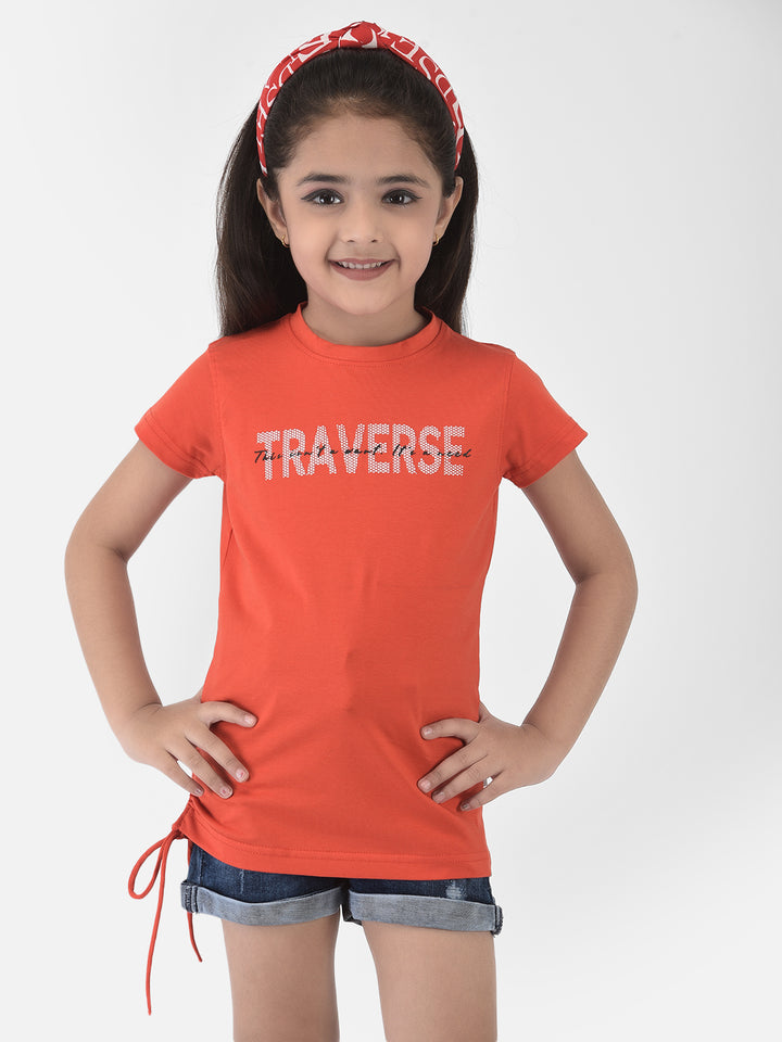 Sunrise Orange Typographic T-shirt - Girls T-Shirts