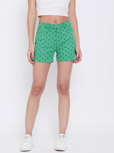 Green Polka Dot Shorts - Women Shorts