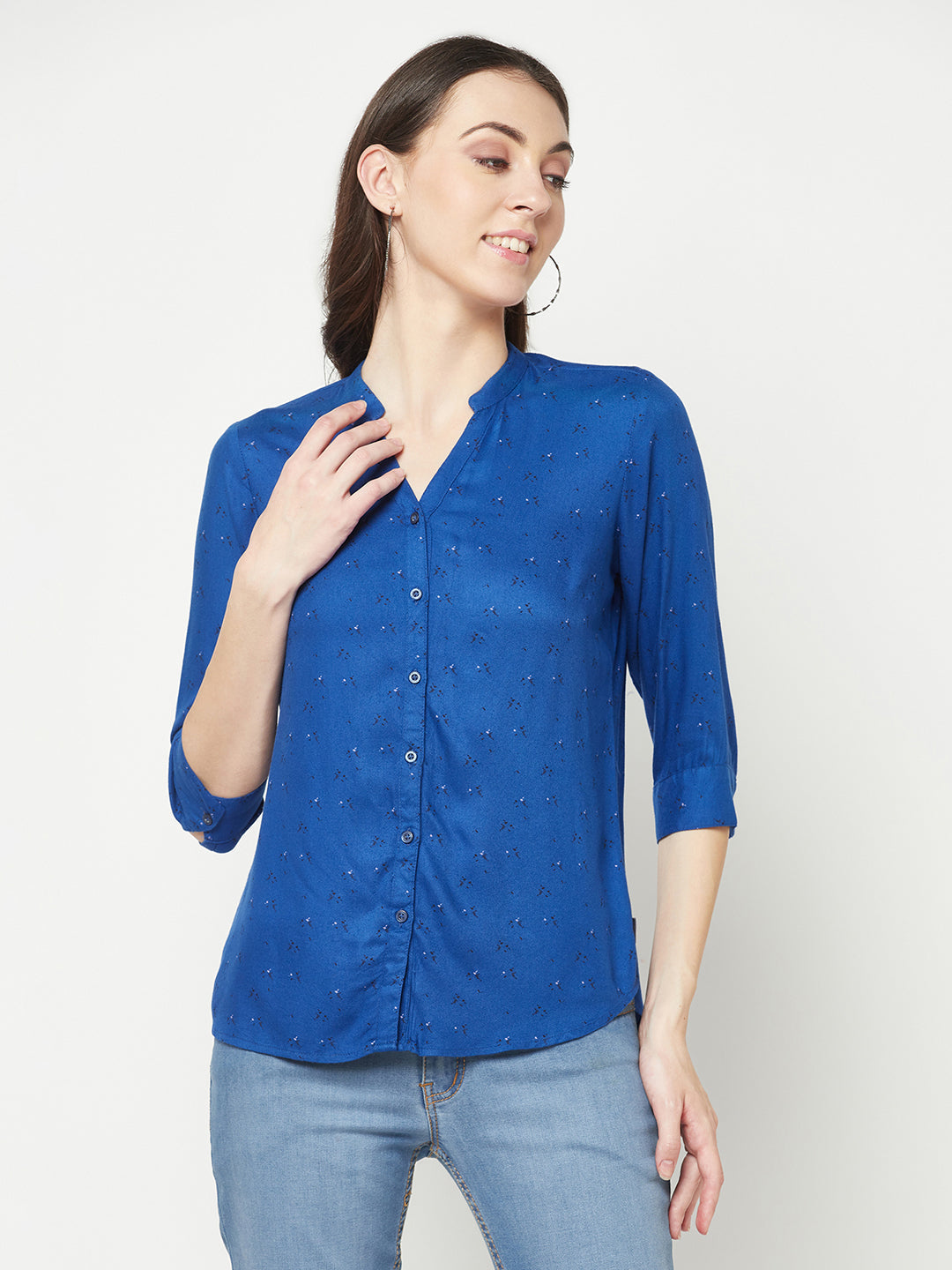  Royal Blue Printed Shirt