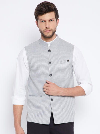 Grey Printed Waistcoat - Men Waist Coat