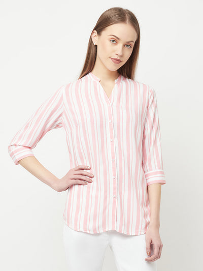 Pink Striped Casual Shirt - Women Shirts