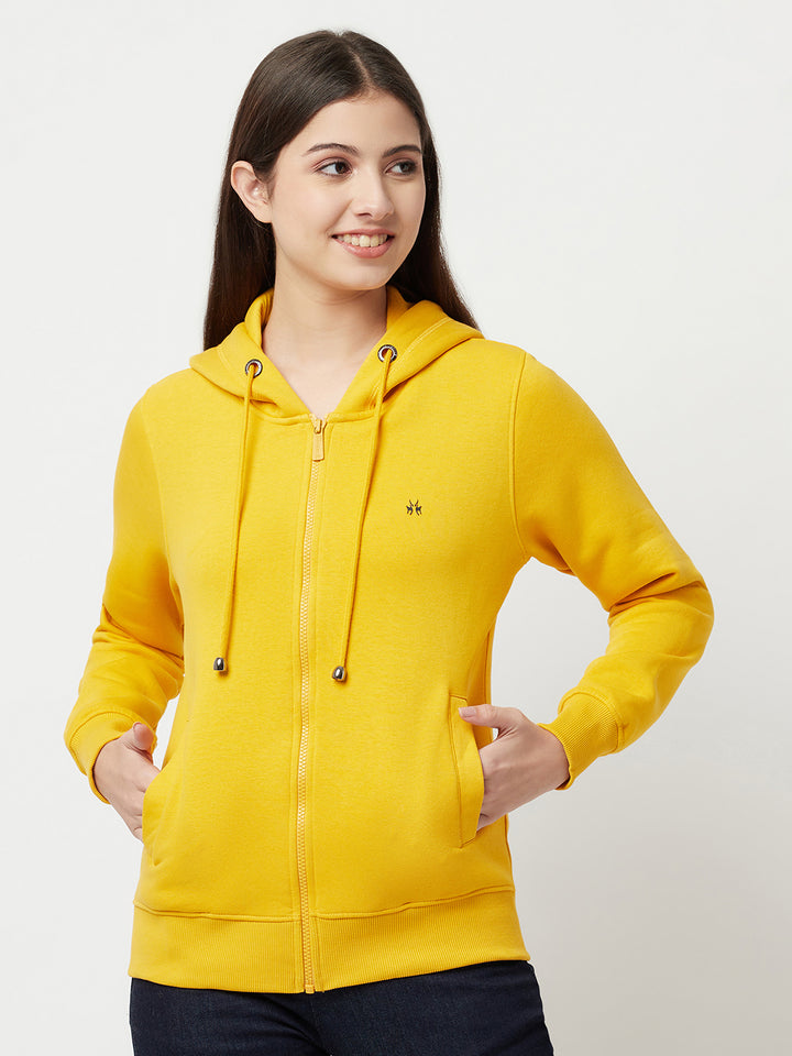 Yellow Zipper Sweatshirt-Women Sweatshirts-Crimsoune Club