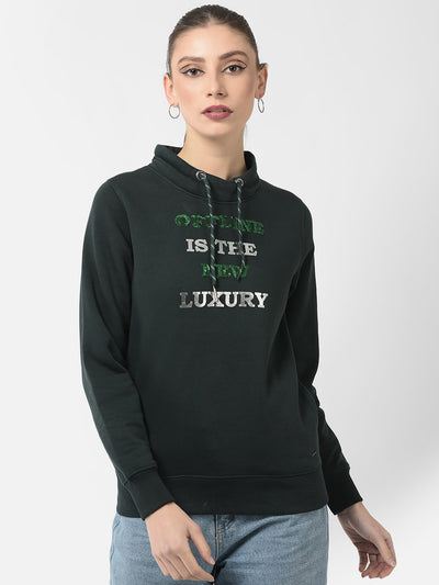  Green Sequenced Typography Sweatshirt 