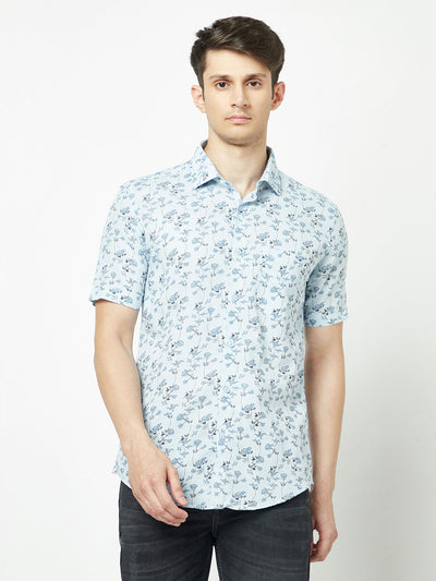  Sky Blue Floral Shirt