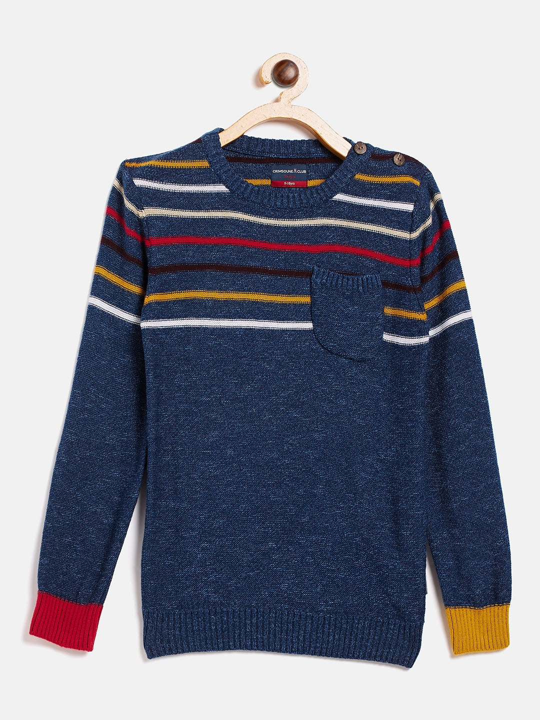 Blue Striped Round Neck Sweater - Boys Sweaters